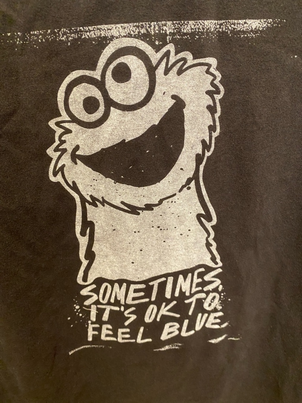 Sesame Street Black Short-Sleeve Graphic Tee with Cookie Monster Character NWOT - Picture 3 of 6